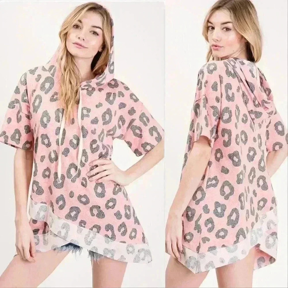 Leopard print Hoodie Top - Picture 1 of 1